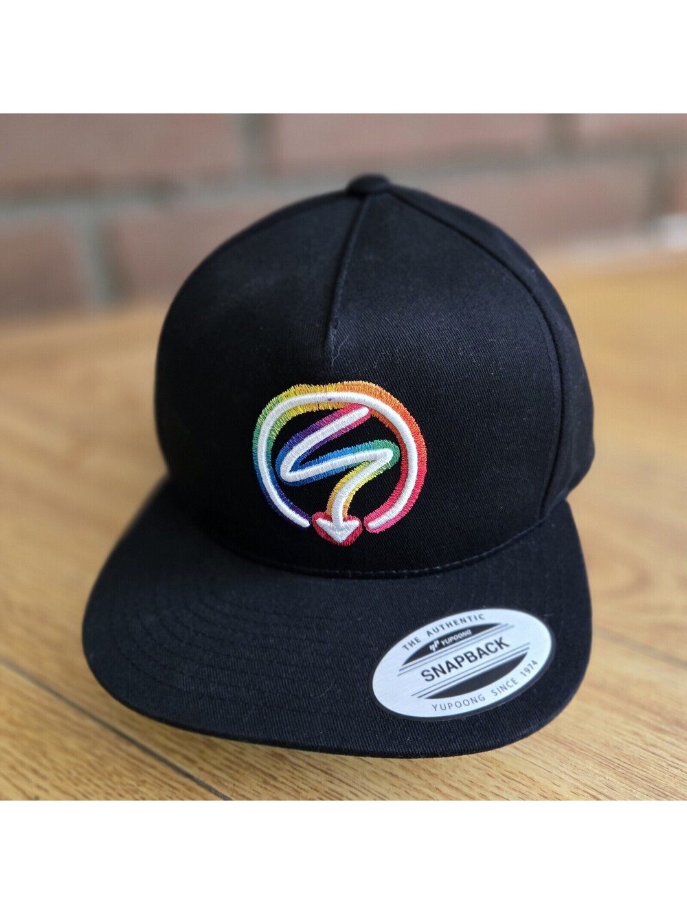 SWALLOW (Rainbow Logo) LGBTQ+ PRIDE Embroidered Black Five-Panel Snapback Hat